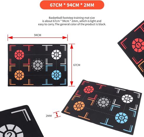 Basketball Footstep Training Mat, Non-Slip Shock Absorbing Silent Basketball Dribble Trainer, Point Reminder 2mm Basketball Practice Equipment for Children Below 150cm Ball Control Training in Saudi Arabia