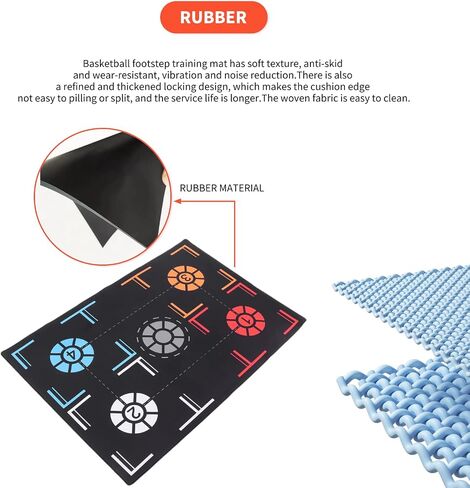 Basketball Footstep Training Mat, Non-Slip Shock Absorbing Silent Basketball Dribble Trainer, Point Reminder 2mm Basketball Practice Equipment for Children Below 150cm Ball Control Training in Saudi Arabia