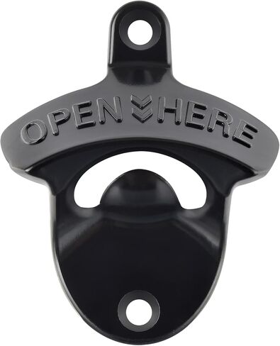 Black Wall Mounted Bottle Opener Stainless, Metal Screw on Beer Bottle Cap Opener OPEN HERE for Bar KTV Hotel in Saudi Arabia