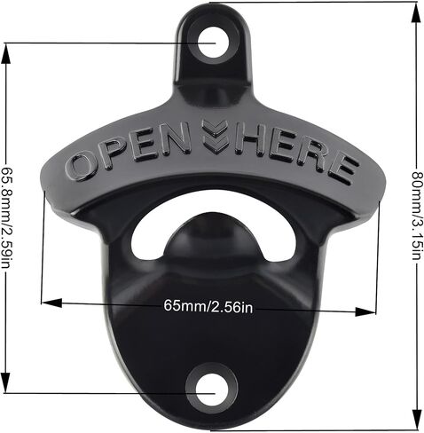 Black Wall Mounted Bottle Opener Stainless, Metal Screw on Beer Bottle Cap Opener OPEN HERE for Bar KTV Hotel in Saudi Arabia