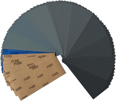 72PCS Sandpaper Sand Paper Assortment Pack 9 Grits Sand Paper for Wood Metal Car, Wet Sanding Paper 400 600 800 1000 1200 1500 2000 2500 3000 in Saudi Arabia