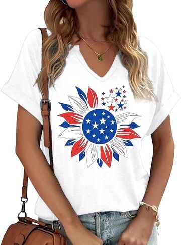 Earlymemb Womens Vintage Flowers V Neck Shirt Boho Floral Wildflowers Graphic Tee Casual Cottagecore Short Sleeve T Shirt in Saudi Arabia
