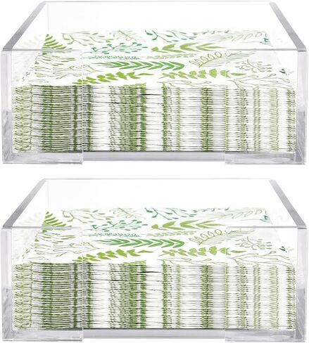 حامل مناديل الكوكتيل، 2 عبوة من حامل مناديل الكوكتيل الأكريليك مقاس 5.5 × 5.5 بوصة مربعة شفافة من حامل مناديل وسيت للعشاء والمطبخ والحمام والمطعم والبار in Kuwait