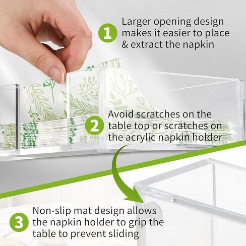 حامل مناديل الكوكتيل، 2 عبوة من حامل مناديل الكوكتيل الأكريليك مقاس 5.5 × 5.5 بوصة مربعة شفافة من حامل مناديل وسيت للعشاء والمطبخ والحمام والمطعم والبار in Kuwait