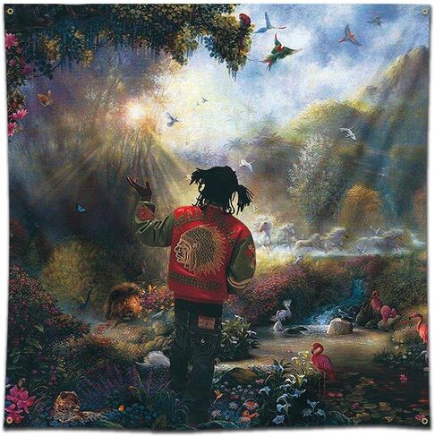 مور مغني الراب نسيج مضحك ميمي نسيج كبير المغني كيف راية في حديقة عدن نسيج الجدار شنقا العلم (3x3ft، 150D بولي HD الطباعة) لديكور جدار المرآب النوم in Kuwait