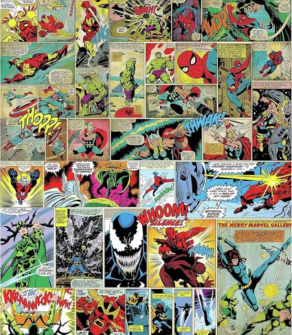 نسيج جداري من رووم مايتس TAP4528LG مارفل كوميك، أحمر، أصفر، أسود، أزرق، أخضر in Kuwait