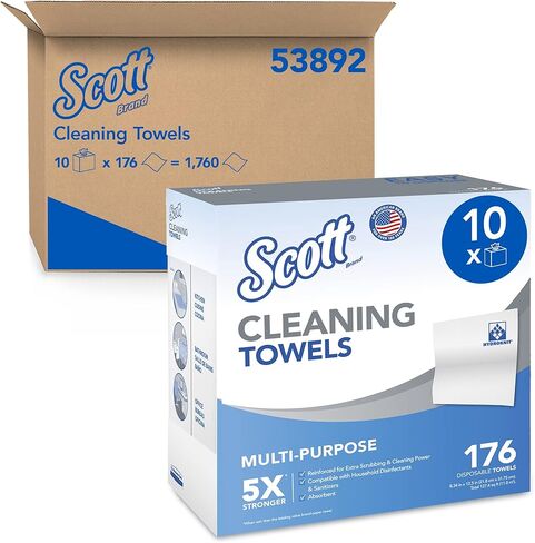 مناشف تنظيف سكوت (53892)، أبيض، 176 منشفة/صندوق، 10 صناديق/علبة، 1,760 منشفة/علبة in Kuwait