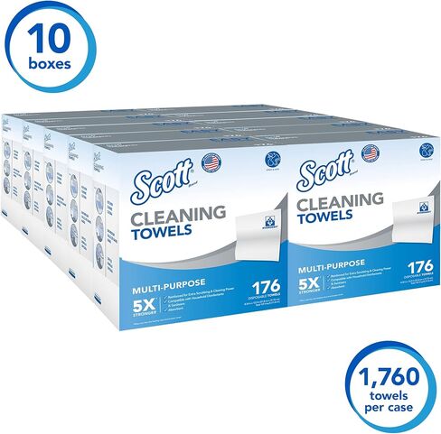 مناشف تنظيف سكوت (53892)، أبيض، 176 منشفة/صندوق، 10 صناديق/علبة، 1,760 منشفة/علبة in Kuwait