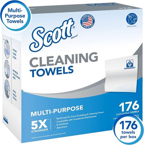 مناشف تنظيف سكوت (53892)، أبيض، 176 منشفة/صندوق، 10 صناديق/علبة، 1,760 منشفة/علبة in Kuwait