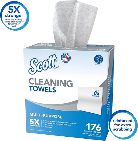 مناشف تنظيف سكوت (53892)، أبيض، 176 منشفة/صندوق، 10 صناديق/علبة، 1,760 منشفة/علبة in Kuwait