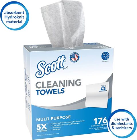 مناشف تنظيف سكوت (53892)، أبيض، 176 منشفة/صندوق، 10 صناديق/علبة، 1,760 منشفة/علبة in Kuwait