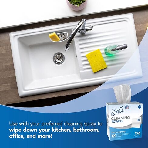 مناشف تنظيف سكوت (53892)، أبيض، 176 منشفة/صندوق، 10 صناديق/علبة، 1,760 منشفة/علبة in Kuwait