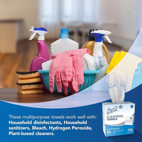 مناشف تنظيف سكوت (53892)، أبيض، 176 منشفة/صندوق، 10 صناديق/علبة، 1,760 منشفة/علبة in Kuwait