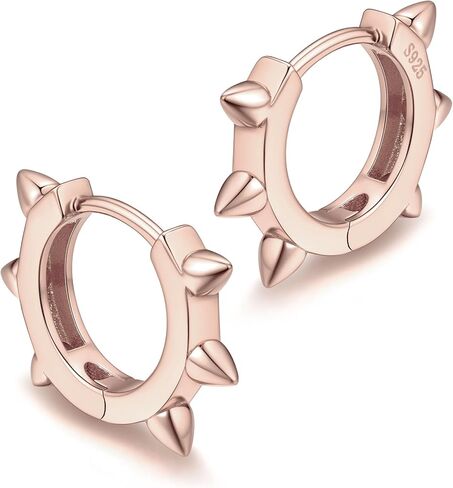 ChicSilver 925 Sterling Silver Cubic Zirconia Small Huggie Hoop Earrings for Women, Diameter 10MM, Silver/Gold/Rose Gold in Kuwait