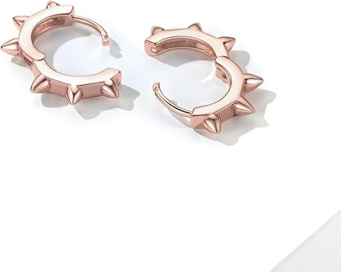 ChicSilver 925 Sterling Silver Cubic Zirconia Small Huggie Hoop Earrings for Women, Diameter 10MM, Silver/Gold/Rose Gold in Kuwait