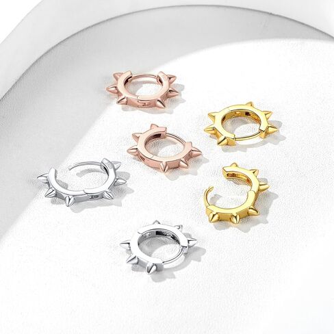 ChicSilver 925 Sterling Silver Cubic Zirconia Small Huggie Hoop Earrings for Women, Diameter 10MM, Silver/Gold/Rose Gold in Kuwait