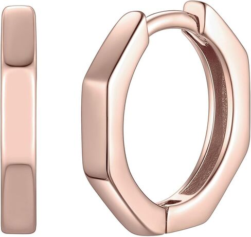 ChicSilver 925 Sterling Silver Cubic Zirconia Small Huggie Hoop Earrings for Women, Diameter 10MM, Silver/Gold/Rose Gold in Saudi Arabia
