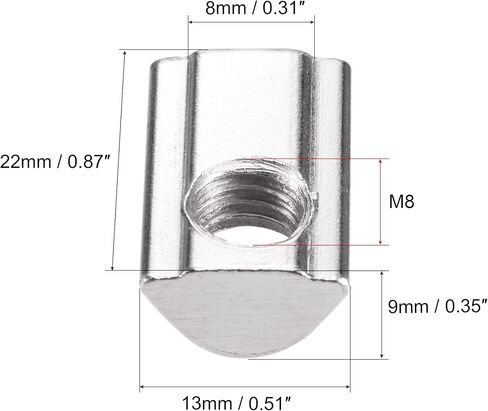 uxcell M8 T Slot Nuts Roll in Spring T-nut with Ball Carbon Steel for 4040 Series Aluminum Extrusion Profile Rail with 8mm Slot 30Pcs in Saudi Arabia