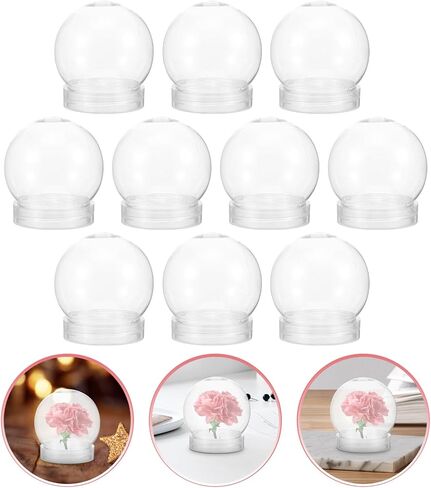 STOBOK Snow Globe، 10 قطع DIY كرة مياه شفافة لعيد الميلاد من البلاستيك كرة ثلجية بلاستيكية شفافة قابلة للتعبئة مع غطاء للحرف اليدوية DIY، ديكور عيد الميلاد in Saudi Arabia