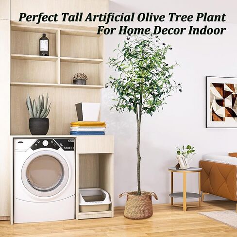 Faux Olive Tree5FT,Tall Fake Potted Olive Silk Tree with Planter Large Faux Olive Branches and Fruits,Modern Living Rooms Home Office Indoor & Outdoor Garden Decor (5ft) in Saudi Arabia