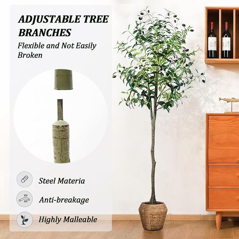 Faux Olive Tree5FT,Tall Fake Potted Olive Silk Tree with Planter Large Faux Olive Branches and Fruits,Modern Living Rooms Home Office Indoor & Outdoor Garden Decor (5ft) in Saudi Arabia
