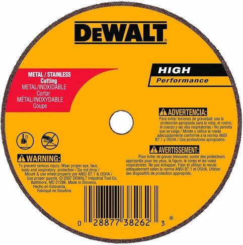 عجلة القطع المعدنية الرقيقة DeWalt مقاس 3 بوصة × .035 بوصة × 3/8 بوصة A36T - النوع 1 رقم الجزء DW8706 in Saudi Arabia