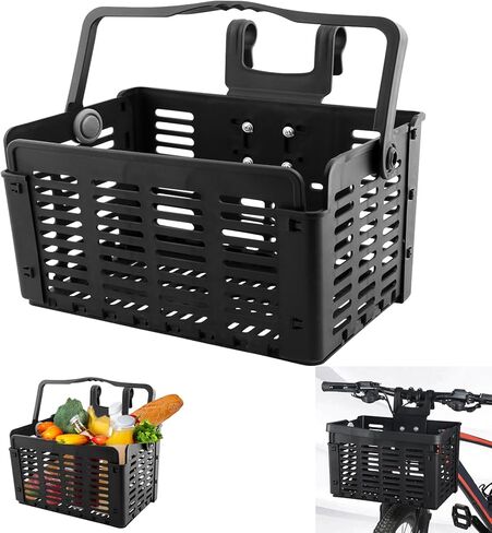 سلة أمامية للدراجة قابلة للطي، سلة دراجة خلفية قابلة للطي قابلة للفصل مع مقابض، إطلاق سريع، سهلة التركيب على المقود الأمامي لملحقات الدراجة الجبلية وسلة إطار الدراجة in Kuwait