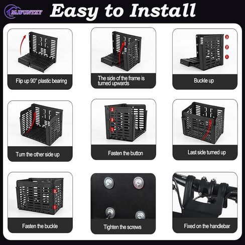 سلة أمامية للدراجة قابلة للطي، سلة دراجة خلفية قابلة للطي قابلة للفصل مع مقابض، إطلاق سريع، سهلة التركيب على المقود الأمامي لملحقات الدراجة الجبلية وسلة إطار الدراجة in Kuwait