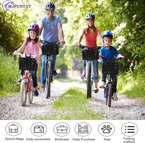 سلة أمامية للدراجة قابلة للطي، سلة دراجة خلفية قابلة للطي قابلة للفصل مع مقابض، إطلاق سريع، سهلة التركيب على المقود الأمامي لملحقات الدراجة الجبلية وسلة إطار الدراجة in Kuwait