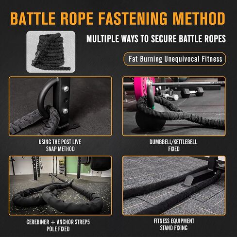 حبال المعركة لصالة الألعاب الرياضية المنزلية، حبل المعركة بطول 1.5 بوصة بطول 30 قدمًا، حبال تمرين ثقيلة للتمرين، لحبل تدريب القوة، لبناء حبال صالة الألعاب الرياضية للعضلات (1.5 بوصة - 30TF) in Kuwait
