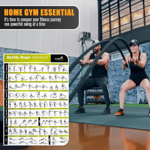 حبال المعركة لصالة الألعاب الرياضية المنزلية، حبل المعركة بطول 1.5 بوصة بطول 30 قدمًا، حبال تمرين ثقيلة للتمرين، لحبل تدريب القوة، لبناء حبال صالة الألعاب الرياضية للعضلات (1.5 بوصة - 30TF) in Kuwait