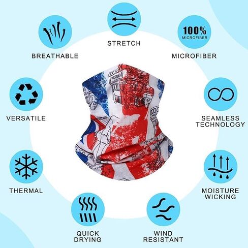 6 قطع من قناع الرقبة متعدد الوظائف للرجال، عصابة رأس باف باندانا وقناع الوجه ووشاح الرأس وغطاء الوجه بالأشعة فوق البنفسجية وأغطية الرأس للتمارين الرياضية الخارجية واليوجا والدراجات النارية in Kuwait