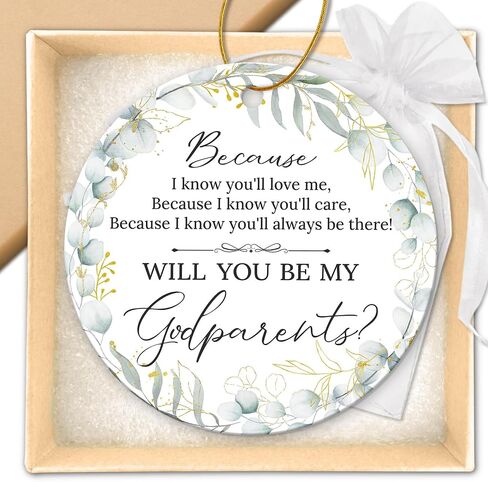 Godparents Proposal Gift - Will You Be My Godparents Ornament 2024 - Godparent Gifts from Godchild - Baptism Gifts for Godparents, Catholic Godparent Present Ideas - Ceramic Ornament Keepsake in Saudi Arabia
