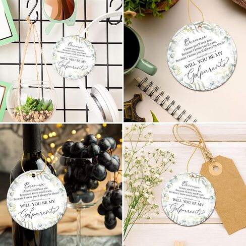 Godparents Proposal Gift - Will You Be My Godparents Ornament 2024 - Godparent Gifts from Godchild - Baptism Gifts for Godparents, Catholic Godparent Present Ideas - Ceramic Ornament Keepsake in Saudi Arabia
