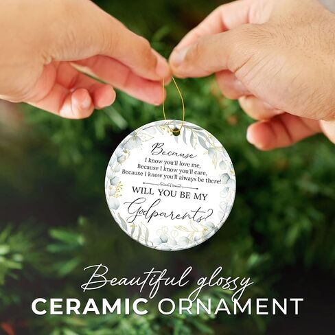 Godparents Proposal Gift - Will You Be My Godparents Ornament 2024 - Godparent Gifts from Godchild - Baptism Gifts for Godparents, Catholic Godparent Present Ideas - Ceramic Ornament Keepsake in Saudi Arabia