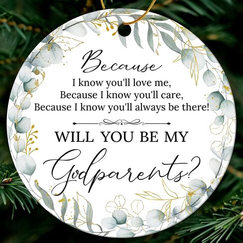 Godparents Proposal Gift - Will You Be My Godparents Ornament 2024 - Godparent Gifts from Godchild - Baptism Gifts for Godparents, Catholic Godparent Present Ideas - Ceramic Ornament Keepsake in Saudi Arabia