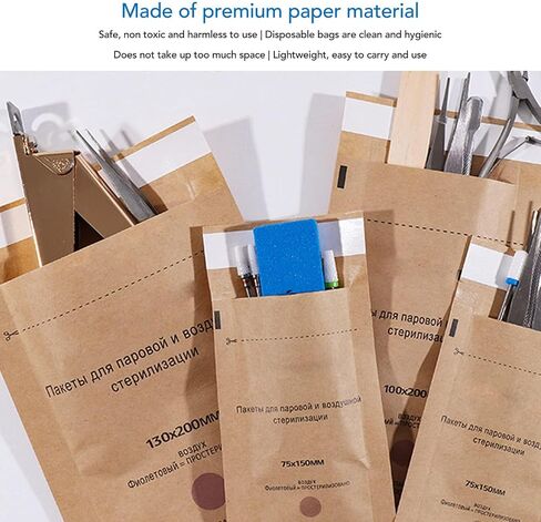 100Pcs Self Sealing Cleaning Pouch, Disposable Cleaning Paper Bags for Encapsulating Dental Tools and Nail Art Supplies(100x200mm / 3.9x7.9in) in Saudi Arabia