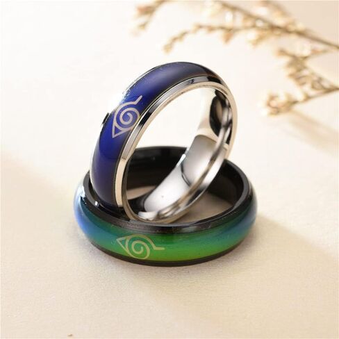 4 قطع من حلقات تغيير لون الرسوم المتحركة المصنوعة من الفولاذ المقاوم للصدأ، حلقات مزاجية من الفولاذ المقاوم للصدأ متغيرة درجة الحرارة للجنسين، خاتم عاطفي حساس للجنسين، خواتم زفاف للرجال والنساء in Kuwait