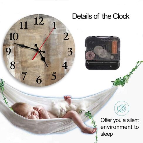 ساعة حائط مستديرة من بريتيمز، ساعة حائط صامتة غير موقوتة تعمل بالبطارية 10 بوصة، ديكور منزلي بني بيج ورمادي معاصر لغرفة المعيشة والمطبخ وغرفة النوم والمكتب in Kuwait