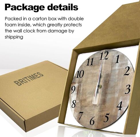 ساعة حائط مستديرة من بريتيمز، ساعة حائط صامتة غير موقوتة تعمل بالبطارية 10 بوصة، ديكور منزلي بني بيج ورمادي معاصر لغرفة المعيشة والمطبخ وغرفة النوم والمكتب in Kuwait