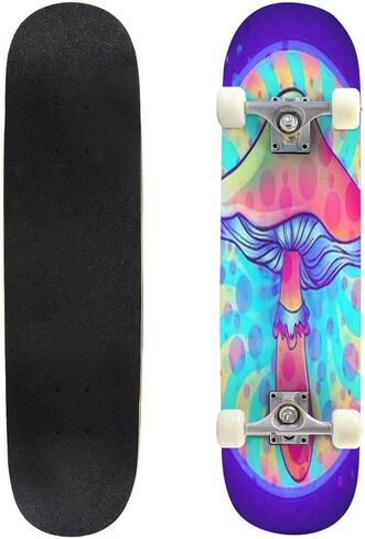 لوح تزلج كلاسيكي مقعر، فطر سحري، هلوسة مخدرة، ناقل نابض بالحياة، لوح طويل من خشب القيقب، الرياضات المتطرفة وفي الهواء الطلق، خدعة ركلة مزدوجة للمبتدئين والمحترفين in Kuwait