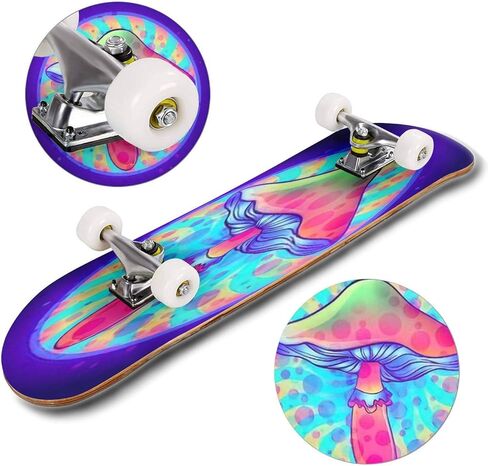 لوح تزلج كلاسيكي مقعر، فطر سحري، هلوسة مخدرة، ناقل نابض بالحياة، لوح طويل من خشب القيقب، الرياضات المتطرفة وفي الهواء الطلق، خدعة ركلة مزدوجة للمبتدئين والمحترفين in Kuwait