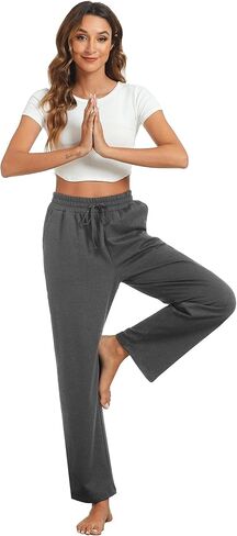 DIBAOLONG المرأة Sweatpants فضفاض مريح عادية واسعة الساق اليوغا السراويل الرباط عالية الخصر صالة بيجامة السراويل مع جيوب in Kuwait