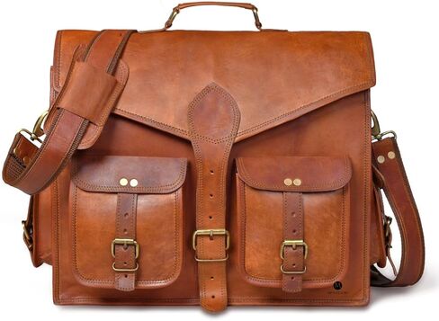 MONTEXOO Handmadecraft Leather Unisex Real Leather Messenger Bag for Laptop Briefcase Satchel in Kuwait