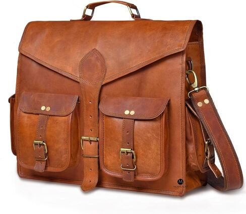 MONTEXOO Handmadecraft Leather Unisex Real Leather Messenger Bag for Laptop Briefcase Satchel in Kuwait