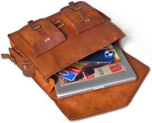 MONTEXOO Handmadecraft Leather Unisex Real Leather Messenger Bag for Laptop Briefcase Satchel in Kuwait