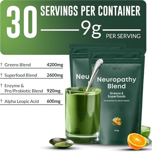 Neuropathy Superfood Blend Greens Powder for Peripheral Neuropathy with 600mg of R Alpha Lipoic Acid in Saudi Arabia