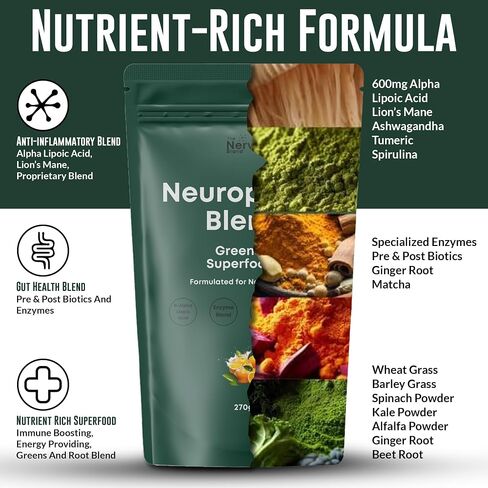 Neuropathy Superfood Blend Greens Powder for Peripheral Neuropathy with 600mg of R Alpha Lipoic Acid in Saudi Arabia
