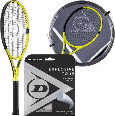 Dunlop SX 300 Tennis Racquet (Yellow/Black) Strung w Dunlop Explosive Tour 17g Silver Tennis String ~ Comfort & Control in Saudi Arabia