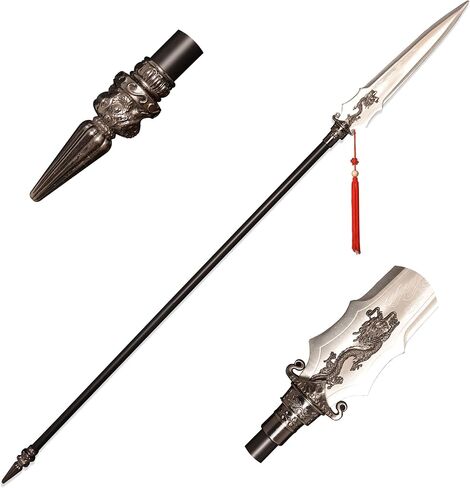 رمح أفرلورد مقاس 78.5 بوصة رمح فنون الدفاع عن النفس ذو شرابة حمراء رمح تشاو يون مجموعة ثمانية عشر سلاحًا تقليديًا غير مفتوحة in Kuwait